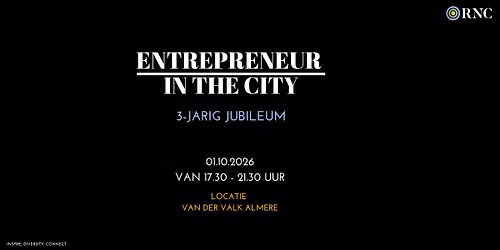 3-JARIG JUBILEUM – Entrepreneur in the City — lezing in Flevoland